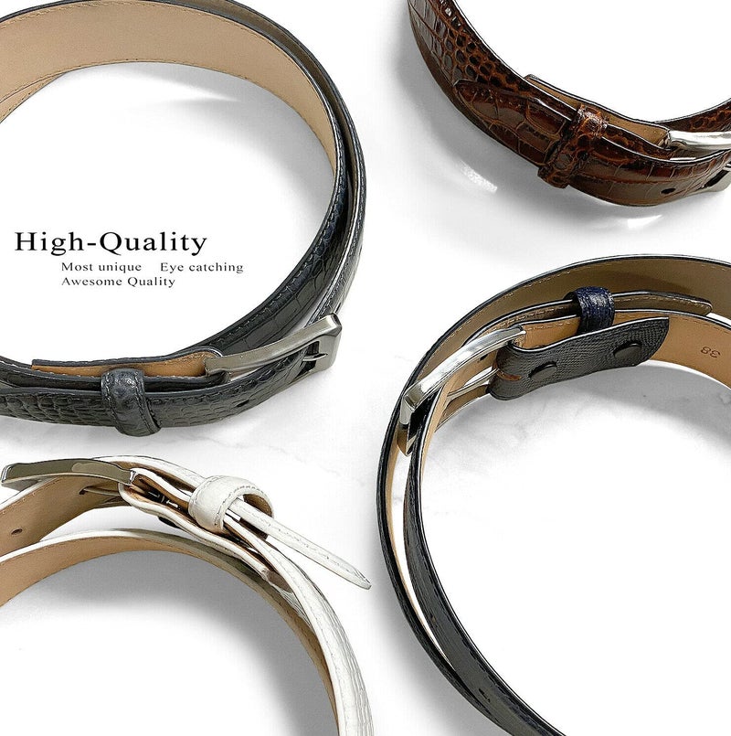 Belts.com Grove Dress Belt Italian Calfskin Genuine Leather Casual Belt 1-3/8"(35mm) Wide (Alligator Brown, 36) - Image 4